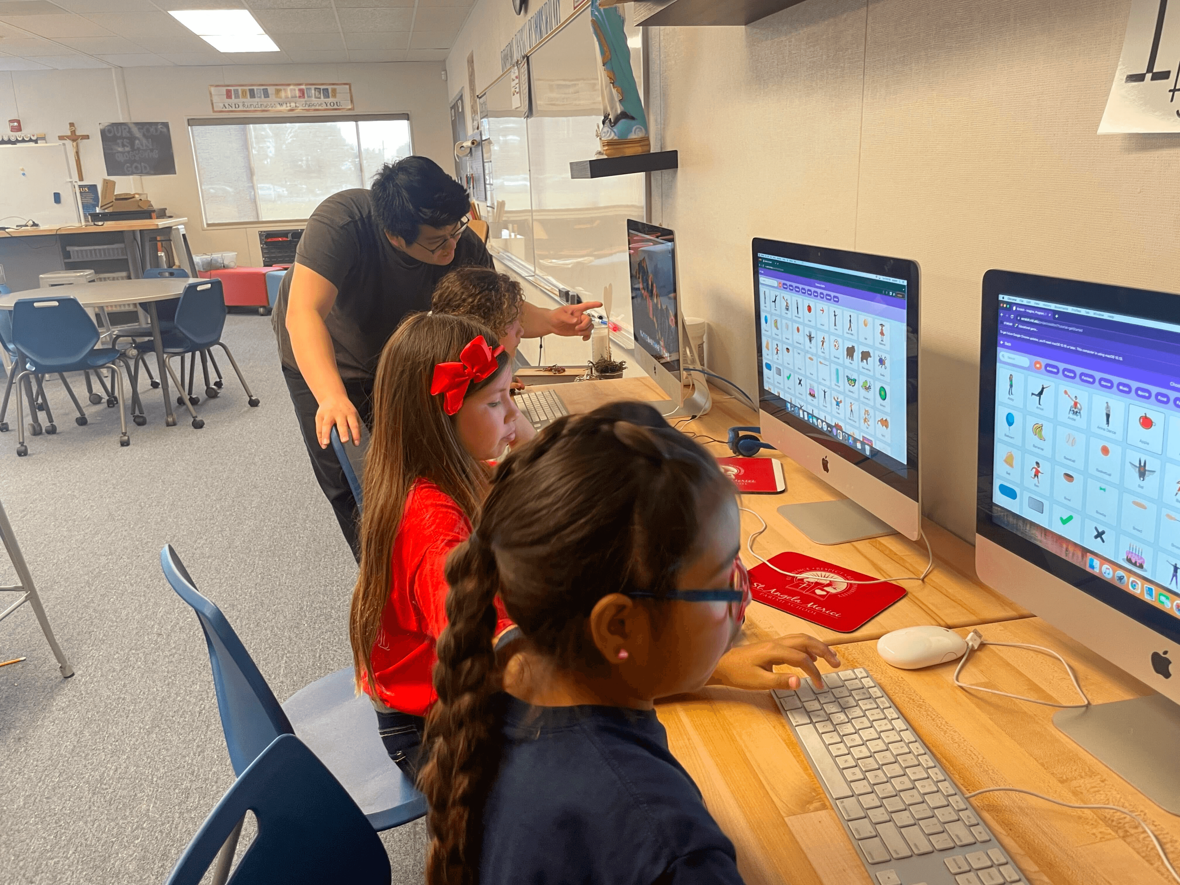 Students working on computers